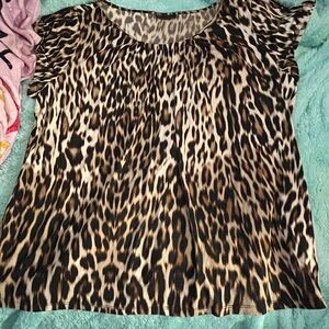 Worthington Ruched Cap Sleeve Blouse in Brown and Black